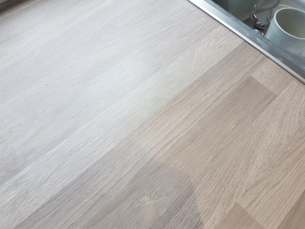 LARGE PAN BURN WORKTOP REPAIR AFTER
